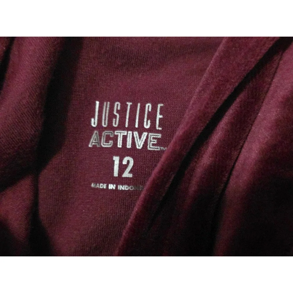 Justice Active Girls' Size 12 Purple Velour Softball‎ Hoodie Glitter Stripes